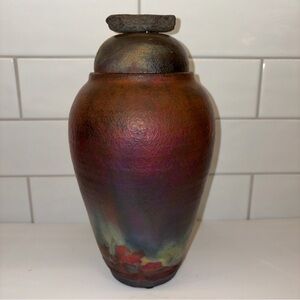 Handcrafted Multicolor Ceramic Vase Raku